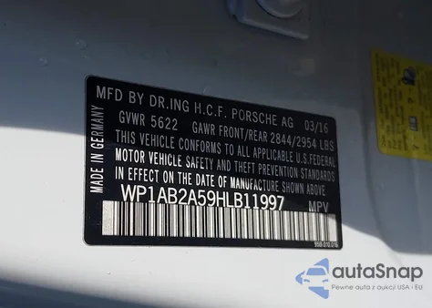 2017 Porsche Macan S из США, поврежденный, VIN WP1AB2A59HLB11997